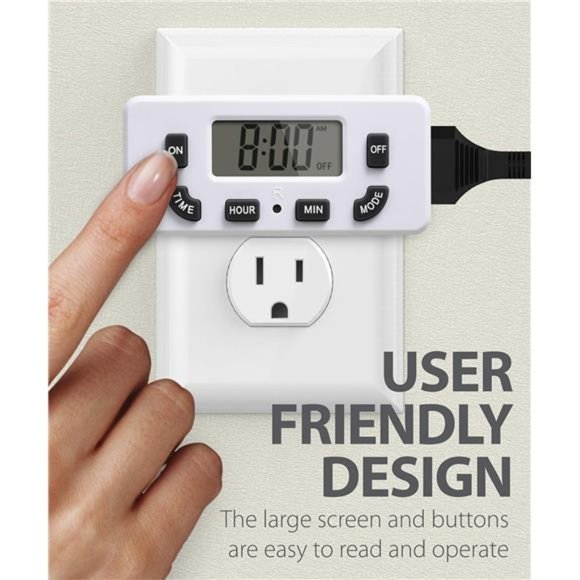 Programmable Digital Timer Outlet (2 Pack), ON/Off Program, Mini Single Plug-in - Picture 2 of 6